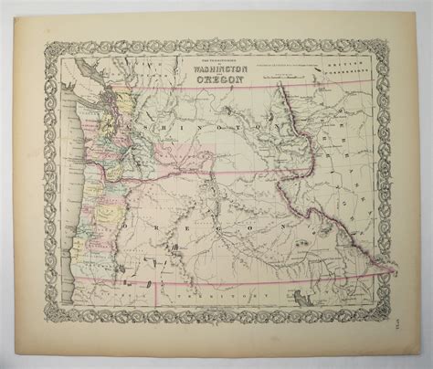 Scarce 1856 Colton Map of Washington and Oregon Territory, Original ...