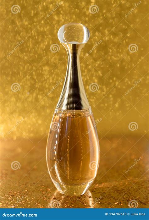 Dior Perfume Gold Bottle Close-up Macro Texture Abstract Light Stock ...