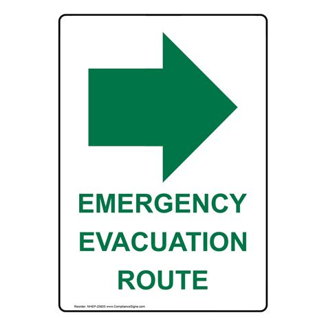 Portrait Emergency Evacuation Route Sign With Symbol NHEP-25605