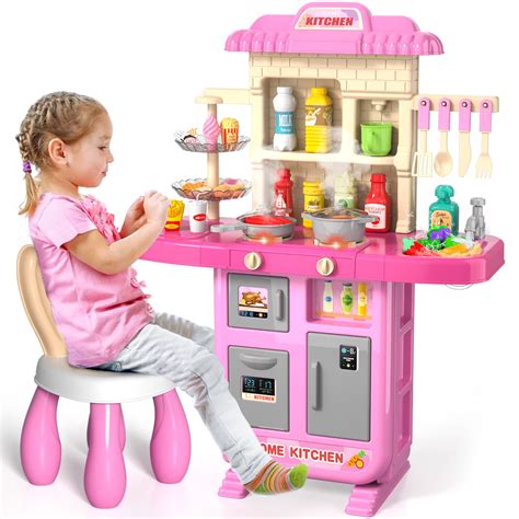 Kids Play Kitchen Playset for Toddlers Girls, Toy Kitchen Sets Pretend ...