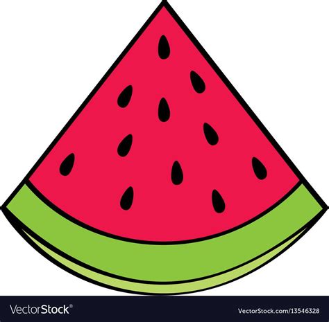 Watermelon fresh fruit drawing icon vector image on VectorStock in 2024 ...