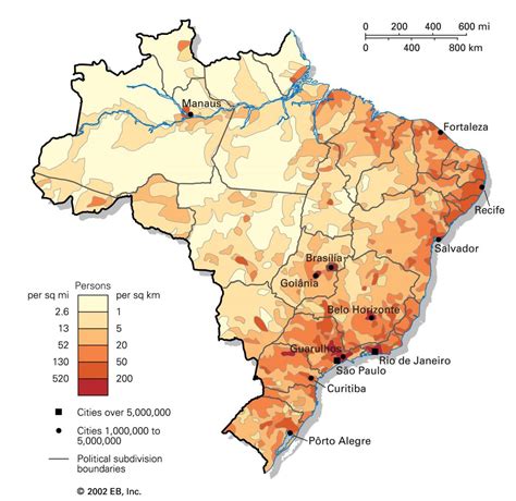 Brasil kepadatan penduduk peta kepadatan Penduduk peta Brasil (Amerika ...