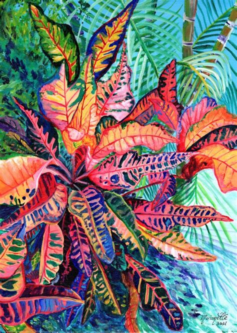 Croton Print Croton Garden Art Tropical Plant Painting - Etsy