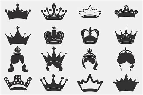 Premium Vector | Silhouettes queen crowns set illustration vector ...