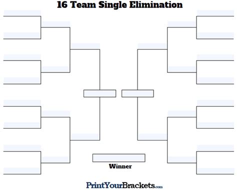 Fillable 16 Team Tourney Bracket - Editable Bracket