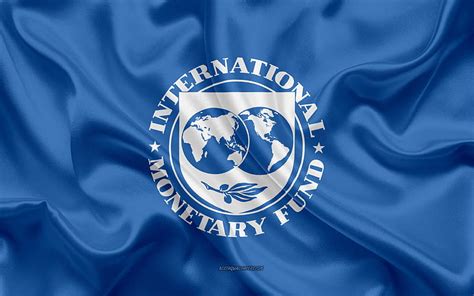 Flag of International Monetary Fund, IMF flag silk texture, blue silk ...