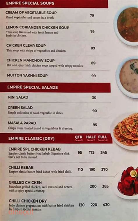 Menu of Empire Restaurant, Infantry Road, Bangalore | Dineout