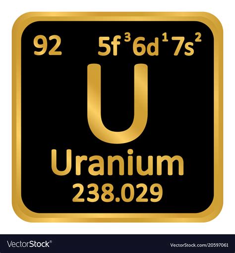 Periodic table element uranium icon Royalty Free Vector