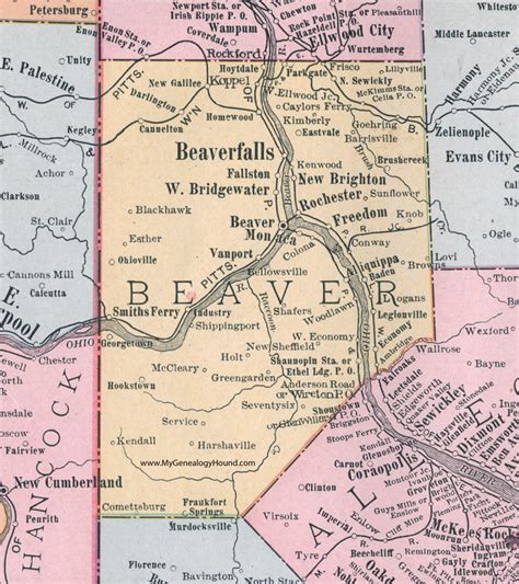 Beaver County, Pennsylvania 1911 Map by Rand McNally, Beaver Falls, PA