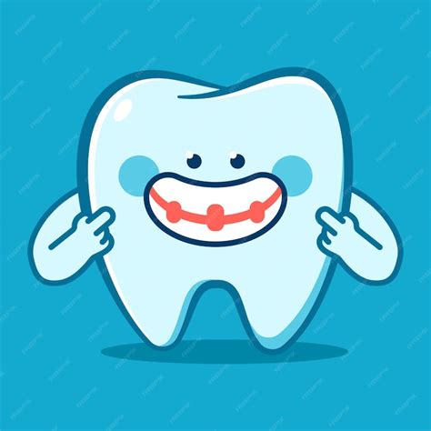 Premium Vector | Funny tooth in braces vector cartoon character ...