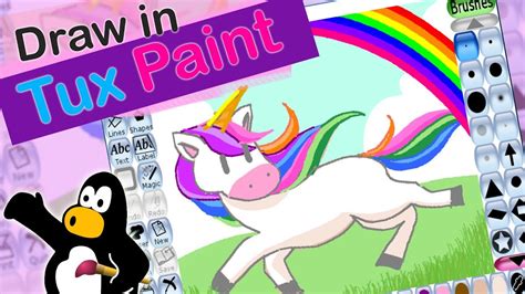 🌈Draw UNICORN and RAINBOW | Tux Paint Tutorial For Kids (English ...