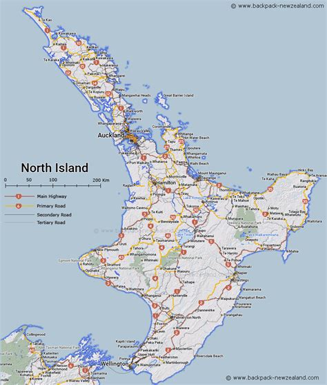 North Island Map - New Zealand Road Maps