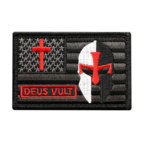 Deus Vult Cross Helmet / American Flag Patch (Embroidered Hook) – MILTACUSA