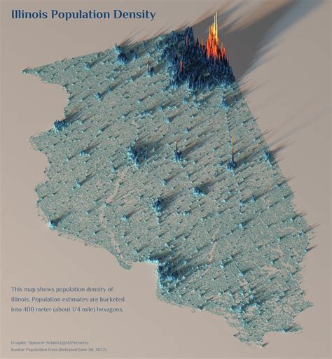 3D Population Density Maps Highlight the Stark Contrast in States