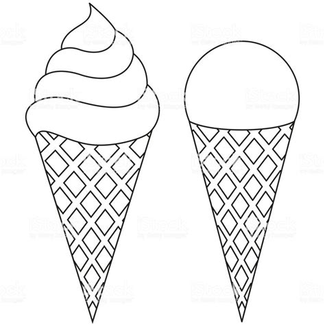 Line art ice cream cone black and white icon set. Coloring book page ...