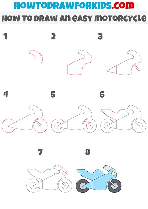 How to Draw an Easy Motorcycle - Easy Drawing Tutorial For Kids