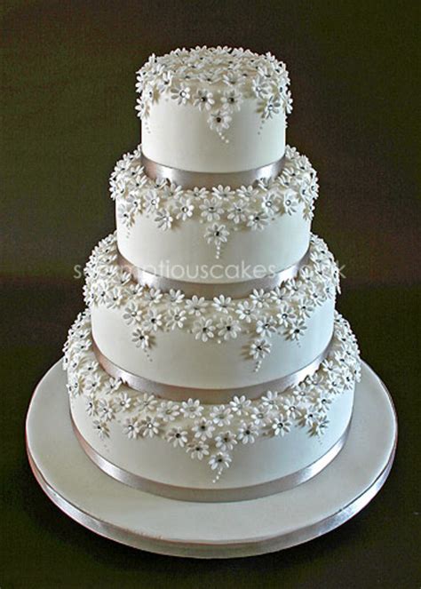 Daisy & Diamante Wedding Cake - CakeCentral.com