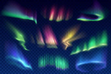 Aurora borealis polar lights realistic vector set 23836212 Vector Art ...