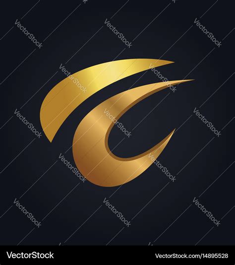 Gold abstract 3d shape color logo Royalty Free Vector Image