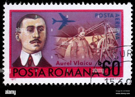 Stamp printed in Romania shows Aurel Vlaicu (1882-1913) Romanian ...