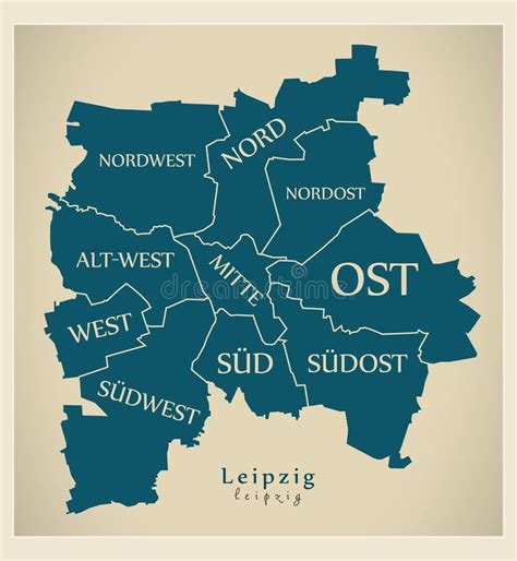 Modern City Map - Leipzig City of Germany with Boroughs and Titles DE ...