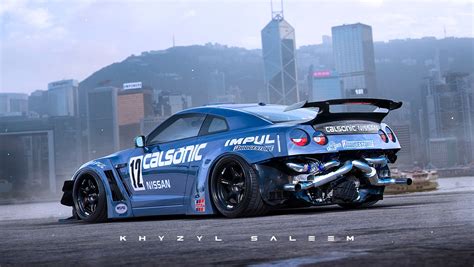 Nissan GT-R Drift Car with Exposed Rear-Mounted Turbos Rendered, Should ...