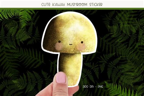 Printable Mushroom Stickers | Kawaii Mushroom png Sticker