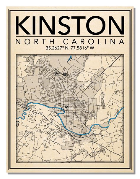 Wall Art Map Print of Kinston North Carolina | Etsy