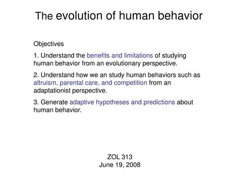 PPT - The evolution of human behavior PowerPoint Presentation, free ...