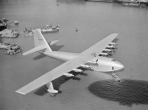 Howard Hughes’ giant flying boat Spruce Goose being readied for its ...