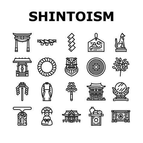 shinto japan japanese temple icons set vector 28086495 Vector Art at ...