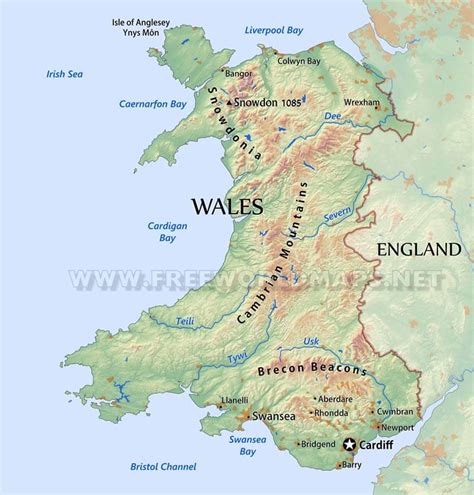 Wales Physical Map