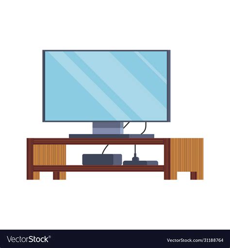 Large plasma tv stands on a wooden stand computer Vector Image