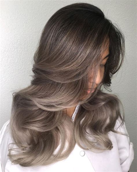 Ash Balayage Brown Hair | Ash hair color, Grey brown hair, Gray balayage