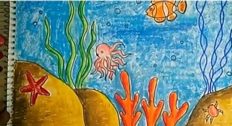 Children's Art—How to Draw and Color an Underwater Scene Using Oil ...