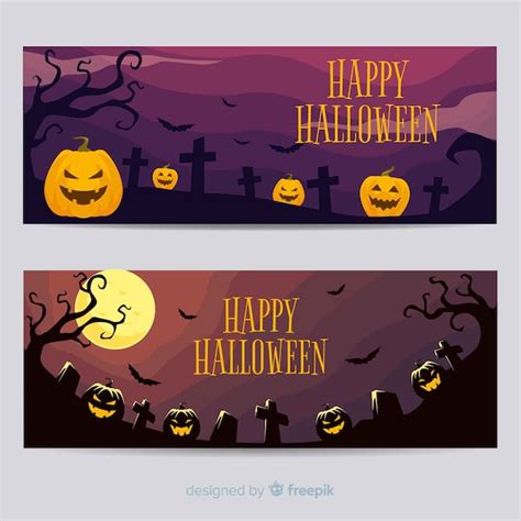 Free Vector | Scary halloween banner on flat design