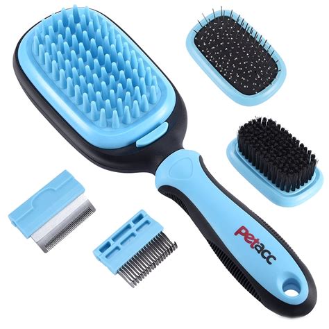 Petacc 5 in 1 Multifunctional Pet Grooming Brush Kit Double-sided ...