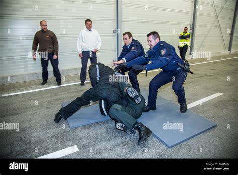 Police training center. Police officers learn and train how to arrest ...