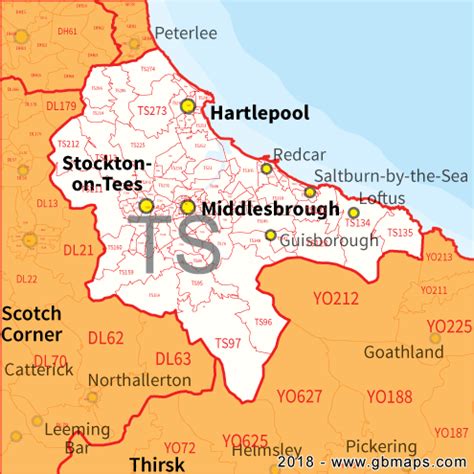 Middlesbrough Postcode Area, District and Sector maps in Editable Format