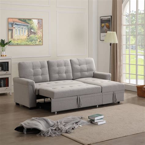 Modern Sleeper Sectional Sofa with Fold-Out Twin Size Sleeper, 33'' x ...