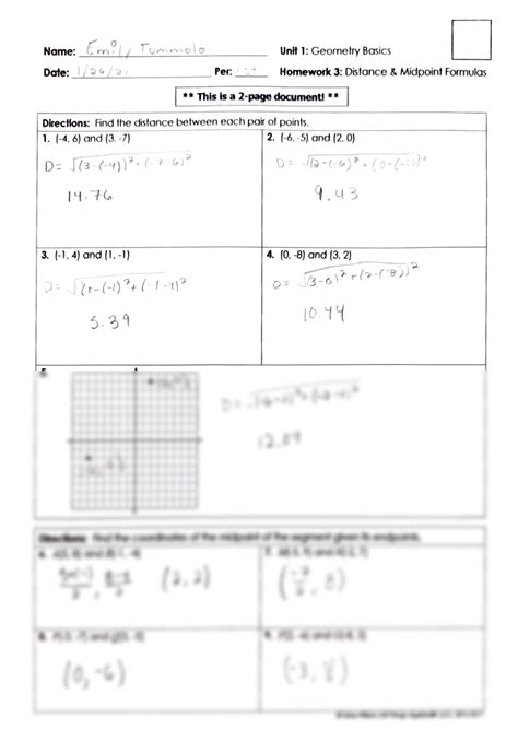 The Midpoint Formula Worksheet Answers – E Street Light