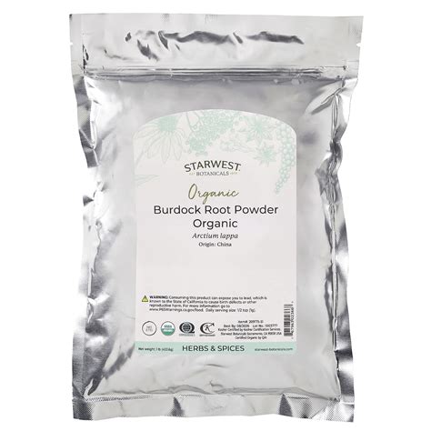 Starwest Botanicals, Organic Burdock Root Powder , 1 lb (453.6 g)