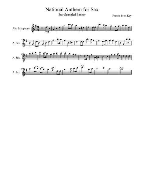 National Anthem for Sax Sheet music for Saxophone alto (Solo ...