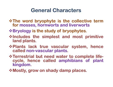 SOLUTION: General Characters & Classification of Bryophytes ...