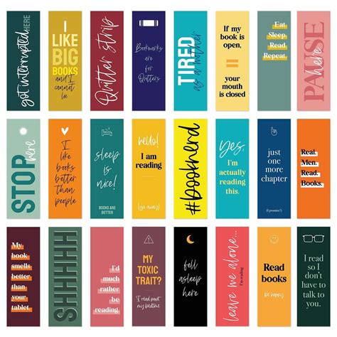 Snarky Bookmarks / 24 Motivational Bookmarks Set / 2" x 6" Hilarious ...