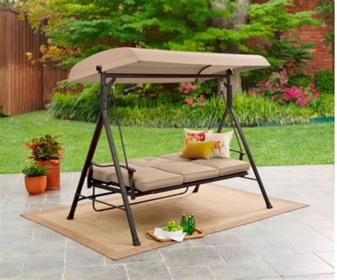 3 PERSON PATIO SWING WITH CANOPY IN DAYBED POSITION | Home Décor Ideas