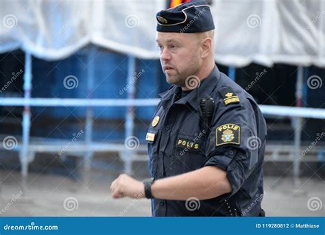 The Swedish Police Patrolling In A Volvo V90 Estate Car Editorial Photo ...