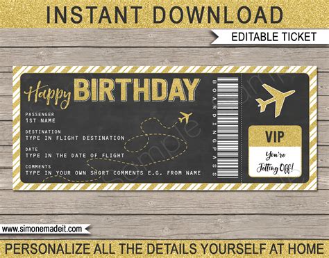 Printable Airline Ticket Template