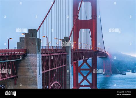 golden gate bridge with fog Stock Photo - Alamy