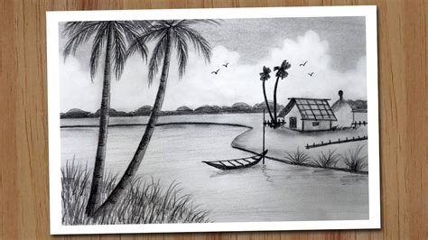 Pencil Shading Landscape Village Scene : Easy pencil shading scenery ...